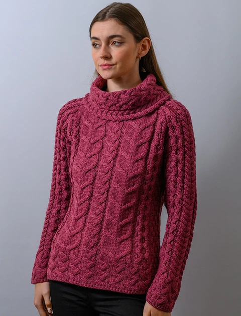 Super Soft Cowl Neck Aran - Jam
