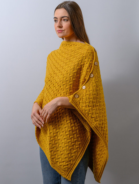 Super Soft Trellis Poncho -  Yellow