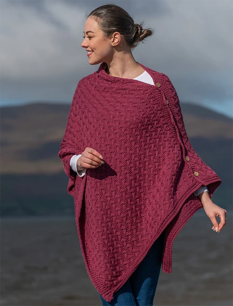 Super Soft Trellis Poncho - Jam