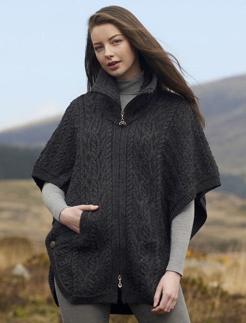 Batwing Jacket with Celtic Knot Zipper Pull - Charcoal