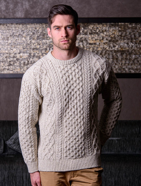 Wool Cashmere Aran Sweater - Chalkstone