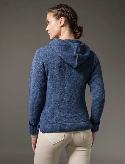 Wool Hoodie with Pouch Pocket - Blue