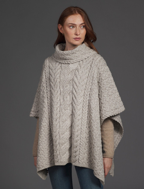 Super Soft Cowl Neck Poncho - Toasted Oat
