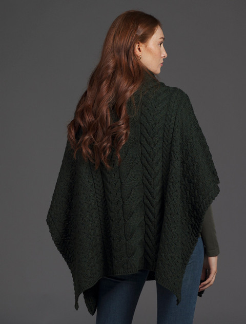 Super Soft Cowl Neck Poncho - Seaweed