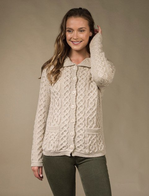 Ladies Merino Button Cardigan‎‎‎‎‎ - Parsnip