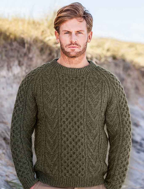 Mens Handknit Honeycomb Stitch Sweater
