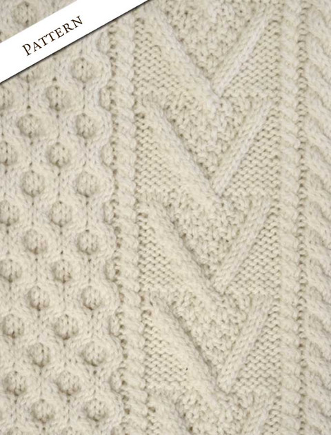 Pattern Detail from Mens Handknit Honeycomb Stitch Sweater
