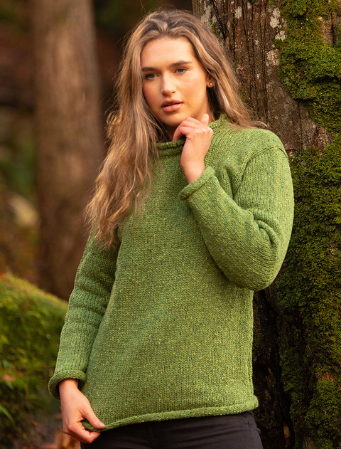 Ladies Roll Neck Sweater - Lime Green