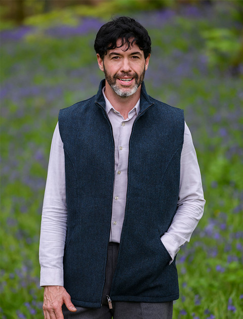 James Wool Tweed Bodywarmer - Navy