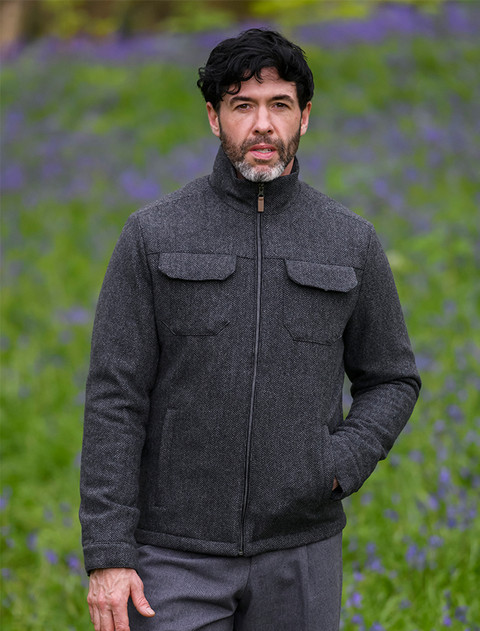 Skellig Wool Tweed Walking Jacket - Charcoal