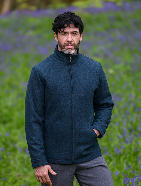Irish Wool Tweed Classic Fit Jacket - Navy