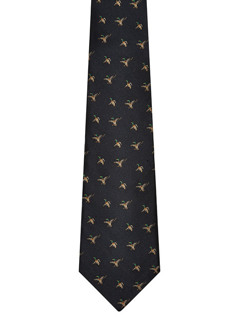 Kilkeevin Silk Neck Tie With Duck Motif - Navy