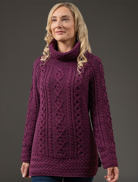 Womens - Shop By Color - Wines & Plums - Sweaters - Aran Sweater