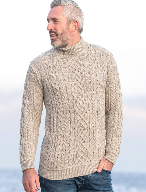 aran turtleneck sweater mens