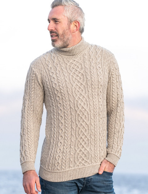Super Soft Mens Wool Turtleneck Sweater - Toasted Oat
