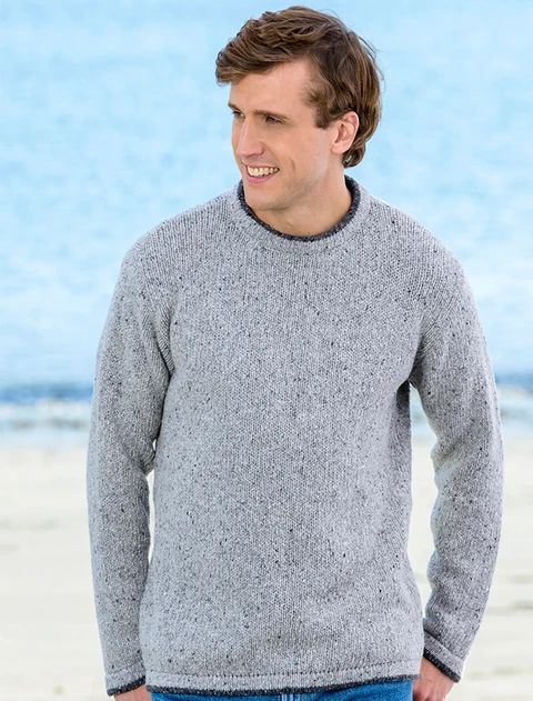 Donegal Cashmere Crew Neck Sweater  - Light Grey