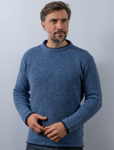 Wool Cashmere Crew Neck Sweater - Blue Ocean