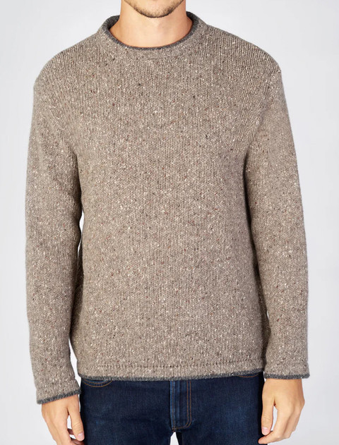 Wool Cashmere Crew Neck Sweater - Rocky Road
