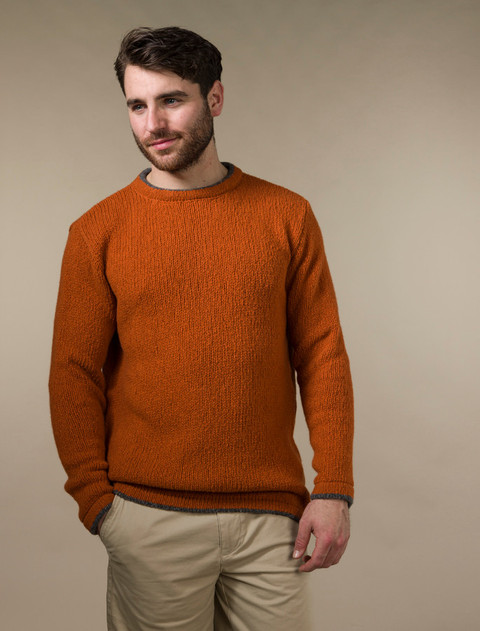Wool Cashmere Crew Neck Sweater - Terracotta
