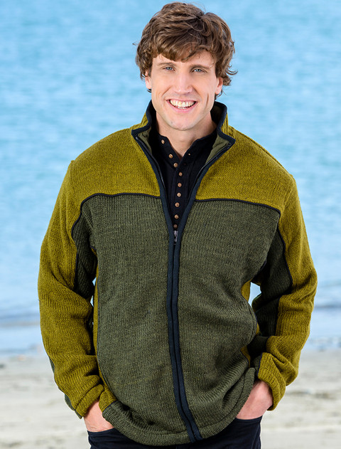Men's Fleece Lined Wool Jacket  - Khaki