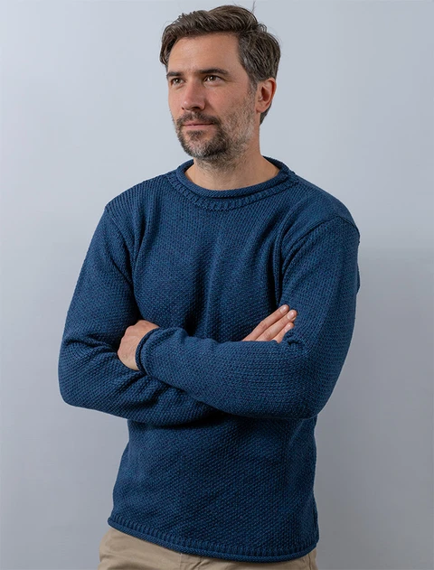 Merino Roll Neck Sweater - Atlantic