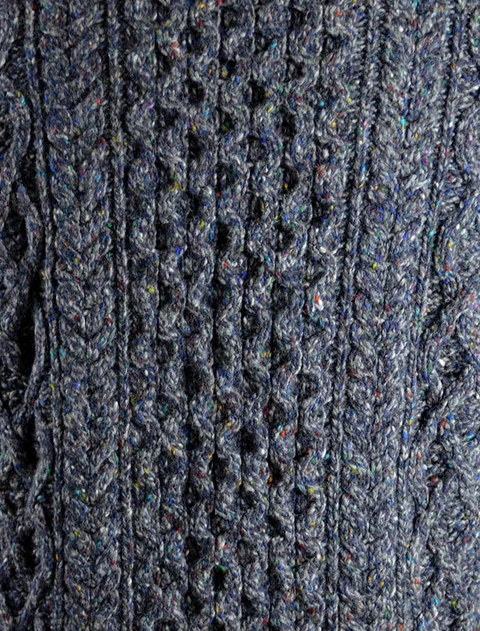 Pattern Detail from Wool Cashmere Aran Troyer Sweater