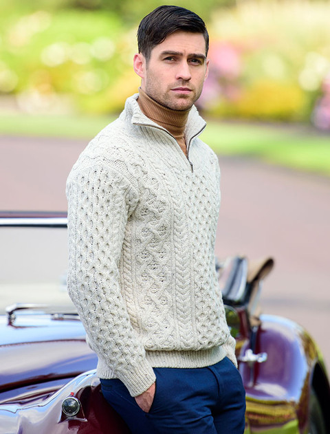 Wool Cashmere Aran Troyer Sweater