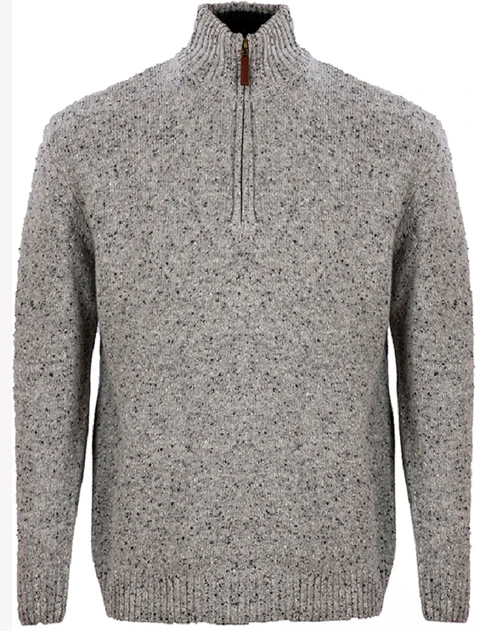 Donegal Blend Zip Neck Sweater - Flannel Grey