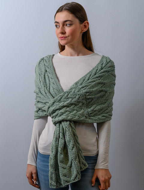 Super Soft Cabled Shawl - Seafoam