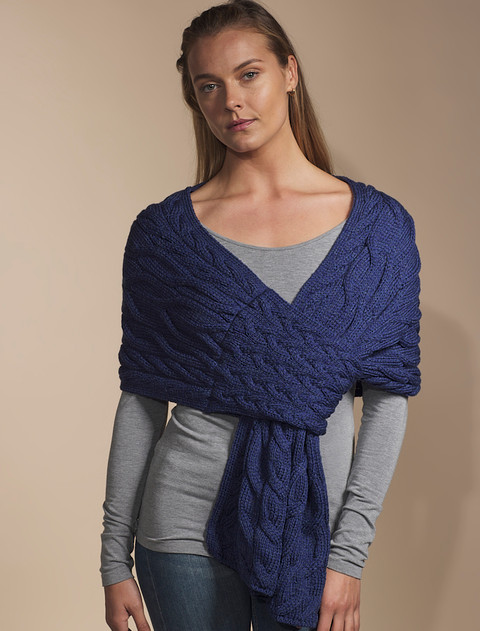 Super Soft Cabled Shawl - Ink
