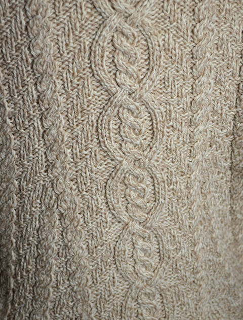 Pattern Detail of Large Collar Aran Coat - color: Parsnip; type: Macro, Detail