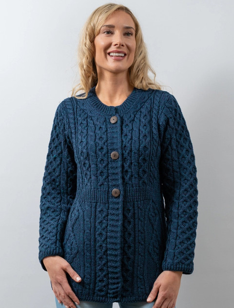 Women's Merino Wool A-Line Fit Cardigan - Atlantic