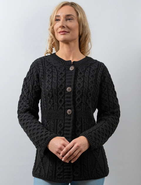 Women's Merino Wool A-Line Fit Cardigan - Black
