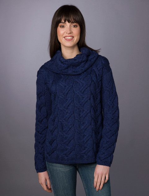 Super Soft Chunky Cable Cowl Neck Aran - Ink