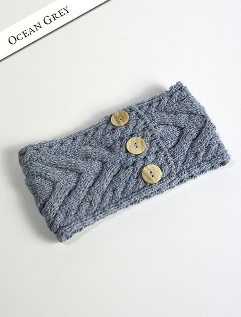 Super Soft Cable Stitch Headband - Ocean Grey