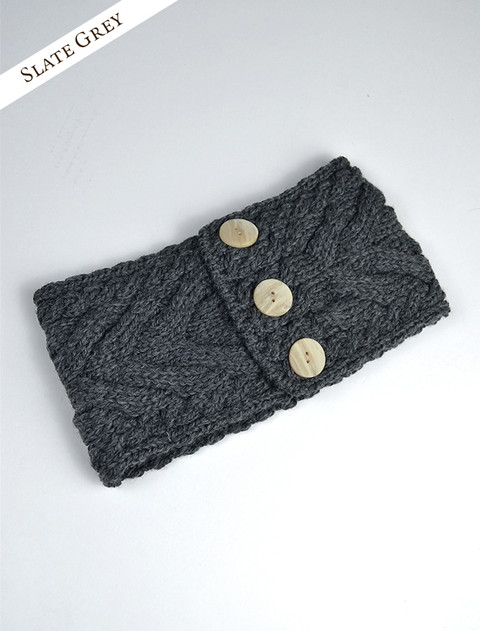 Super Soft Cable Stitch Headband - Slate Grey