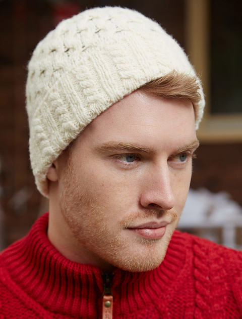 Wool Cashmere Aran Honeycomb Hat