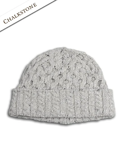 Women's Wool Cashmere Aran Honeycomb Hat - Chalkstone