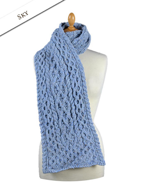Men's Wool Cashmere Honeycomb Scarf - Sky