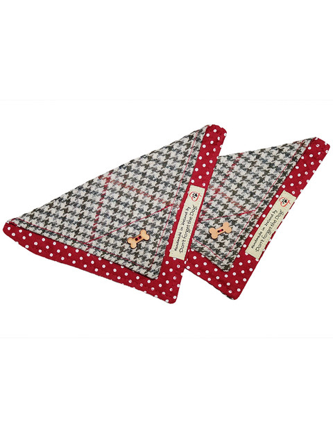 Christmas Tweed Doggy Neckerchief Bandana - Red & Green