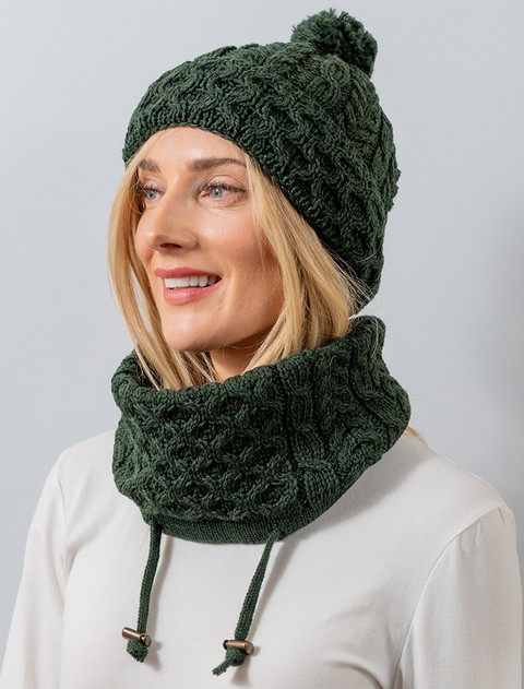 Extra Soft Aran Snood - Connemara Green