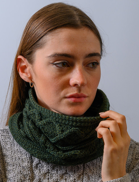 Extra Soft Aran Snood - Seaweed
