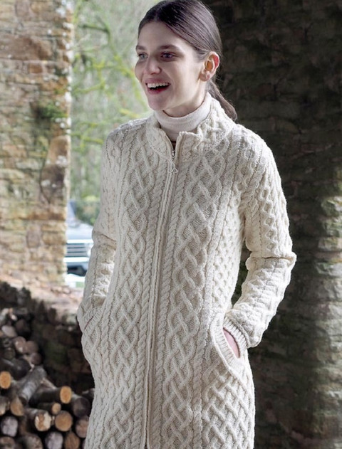 Plated Coat with Celtic Zip - Natural White