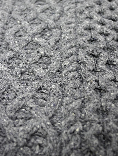 Wool Cashmere Aran Throw - Mid Grey