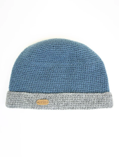 Ladies Crochet Turn Up Hat - Denim
