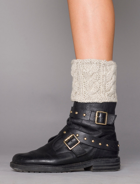 Aran Cable Knit Boot Cuffs - Oatmeal