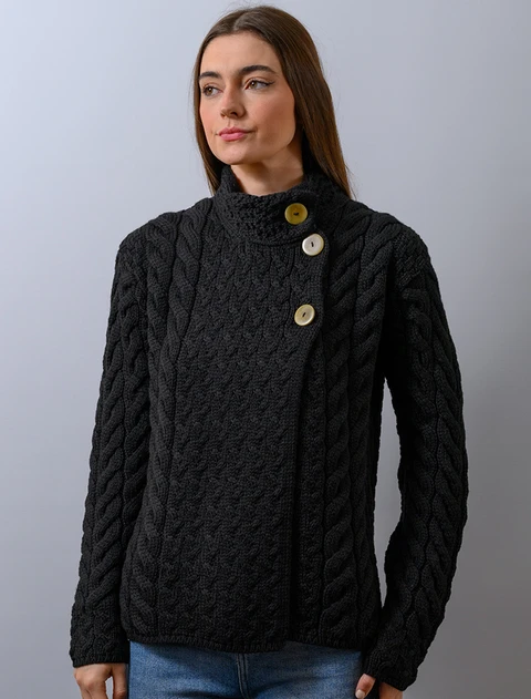 Super Soft Trellis and Cable Cardigan - Black