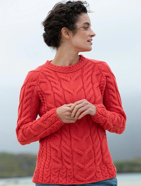 Cable Knit Aran - Coral