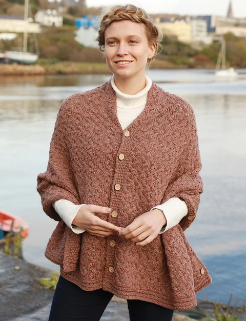 Super Soft Trellis Poncho - Copper Brown
