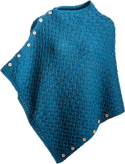 Super Soft Trellis Poncho - Irish Sea